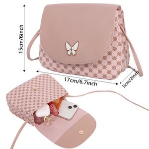 Checkered Saddle Bag Versatile Crossbody Bag - Pink